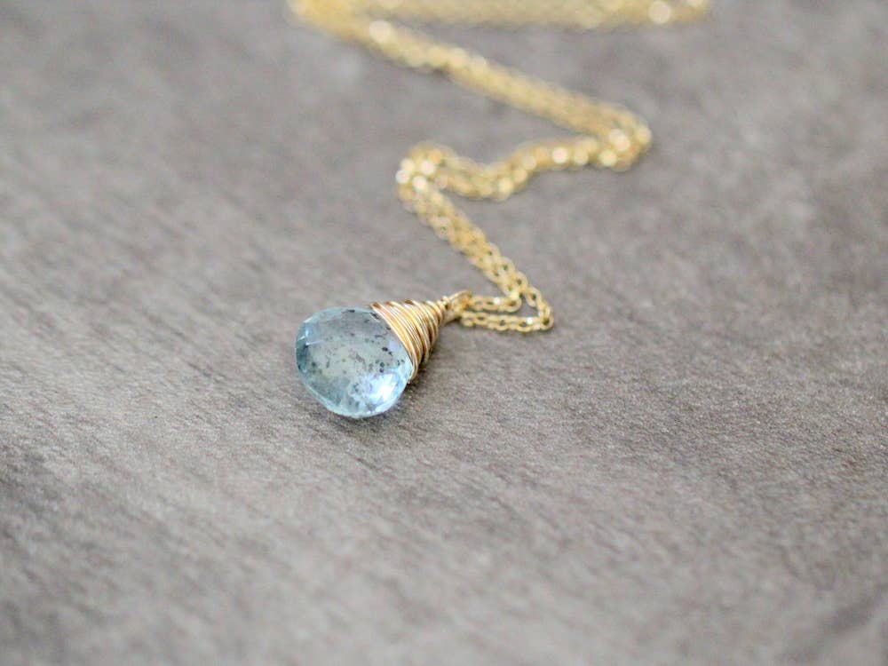 Moss Aquamarine Solitaire Necklace