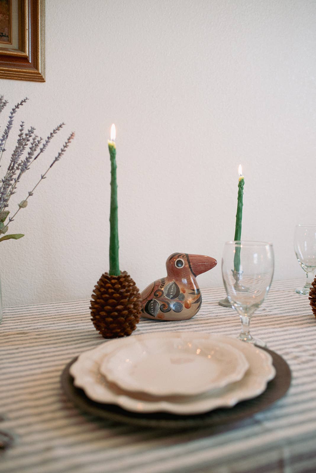 Asparagus Taper Candle Set of 2