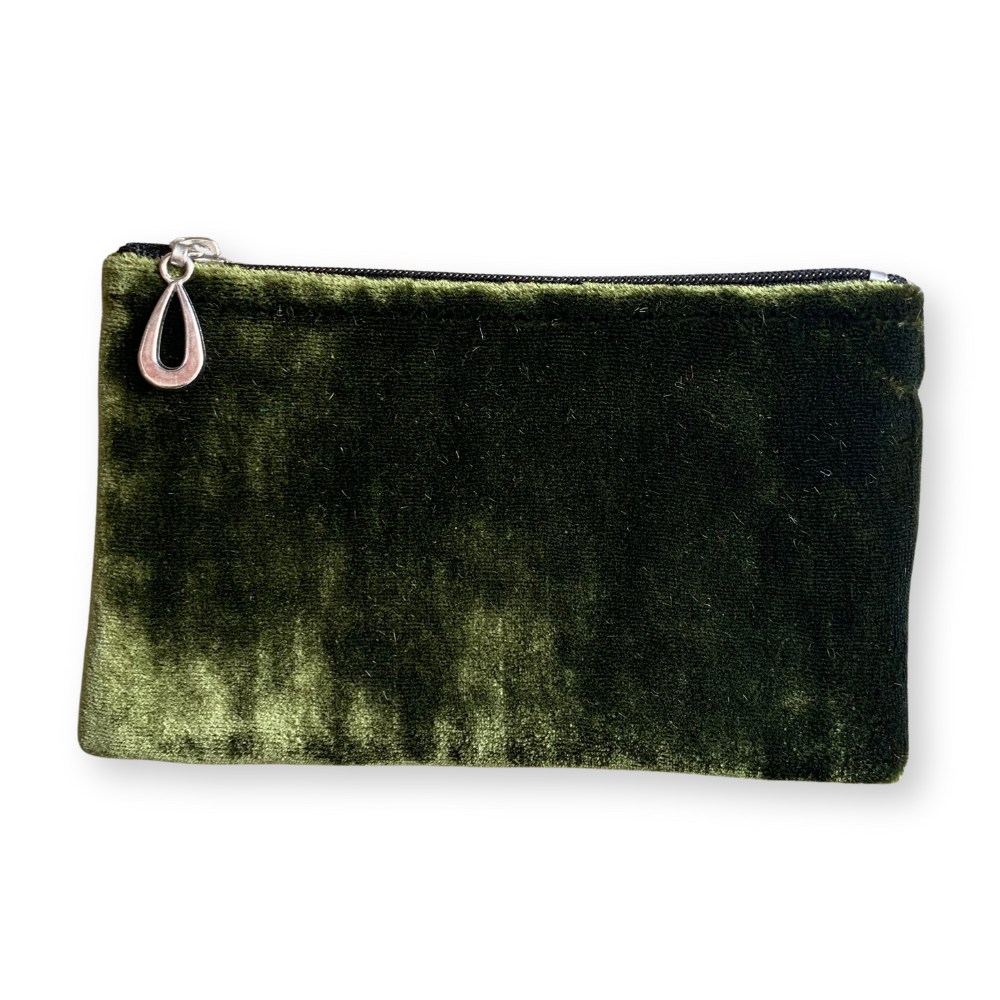 Silk Velvet Coin Purse in Pine