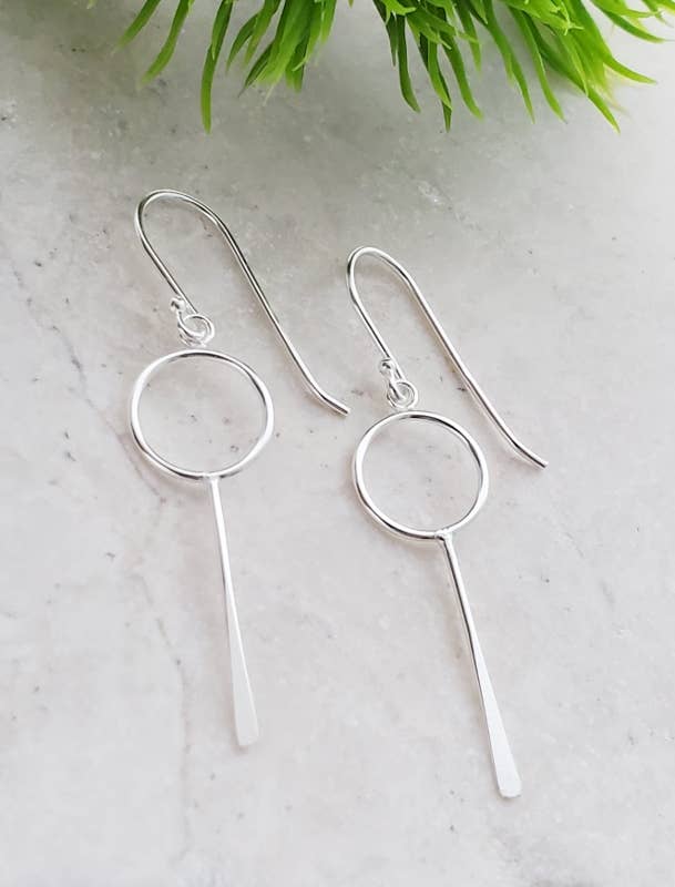 Silver Circle Paddle Earrings