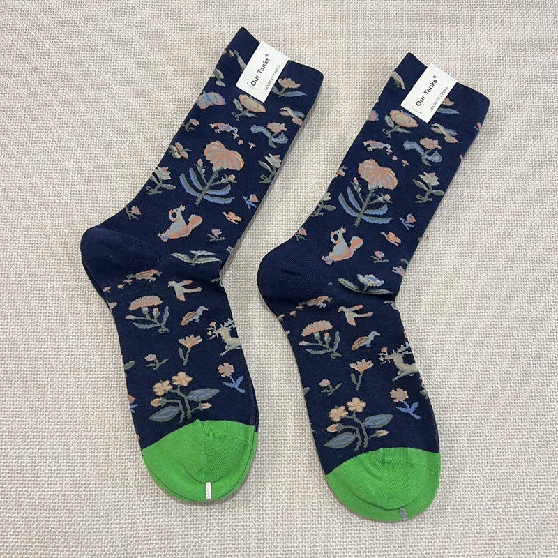 Flower Oil Painting Socks