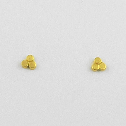 Gold Flat Triple Disc Stud Earrings | Jane Diaz