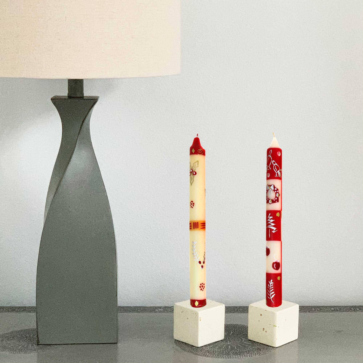 Kimeta Hand-Painted Taper Candles Pair