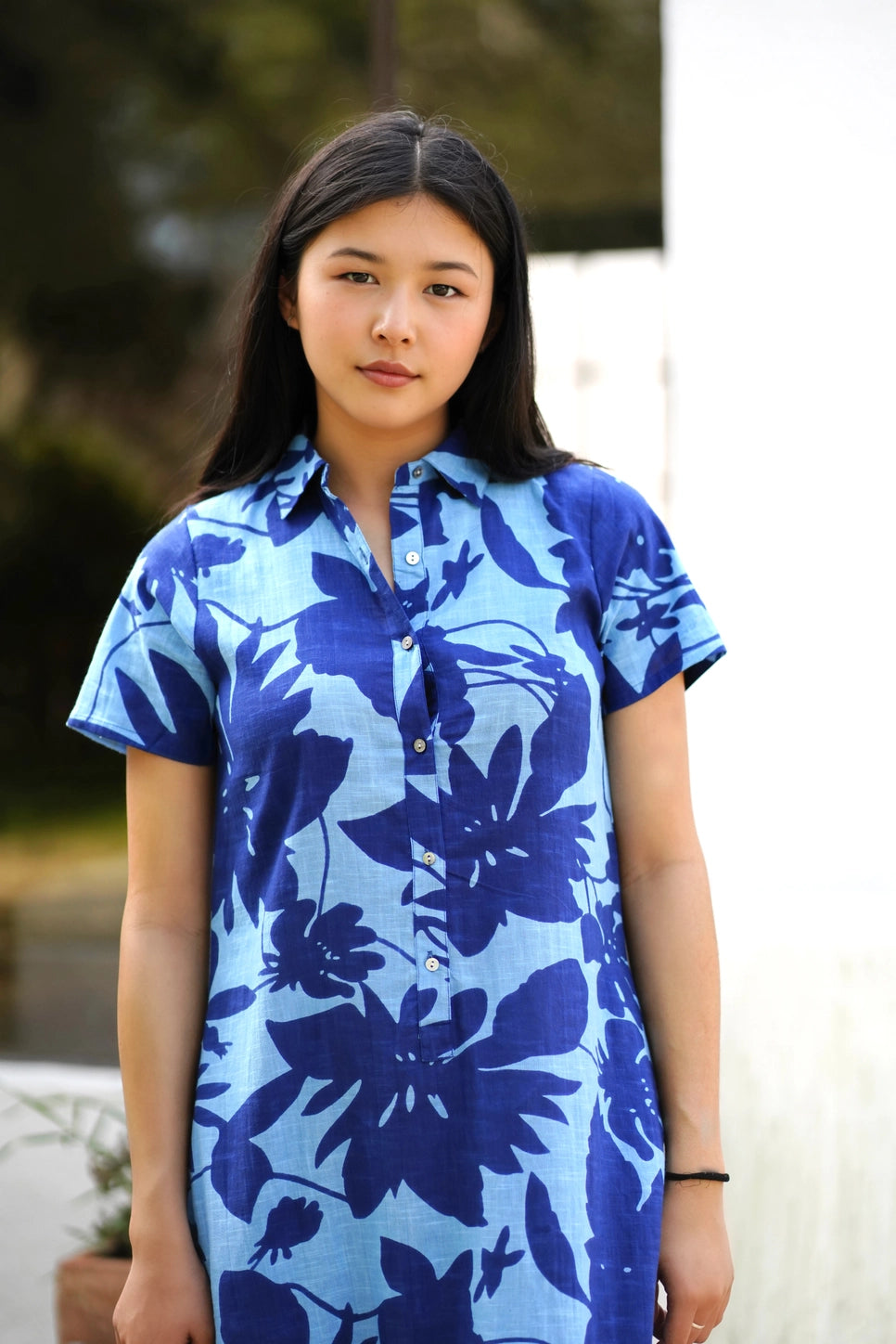 Carrie Cotton Dress in Blue
