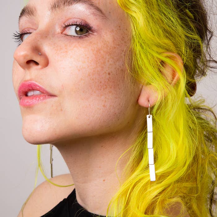 Silver Long Rectangular Cascade Earrings | Jane Diaz