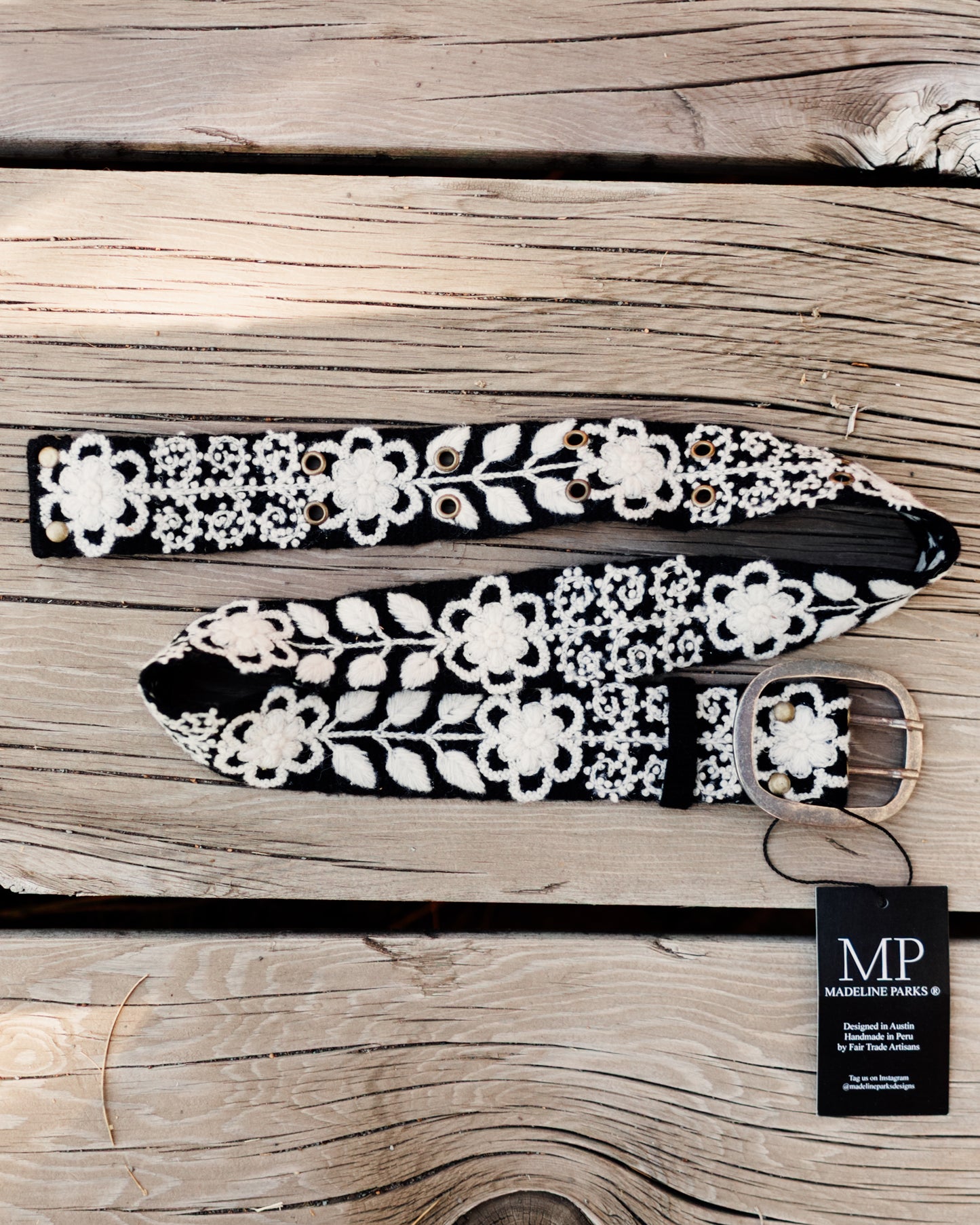 Black & White Embroidered Belt