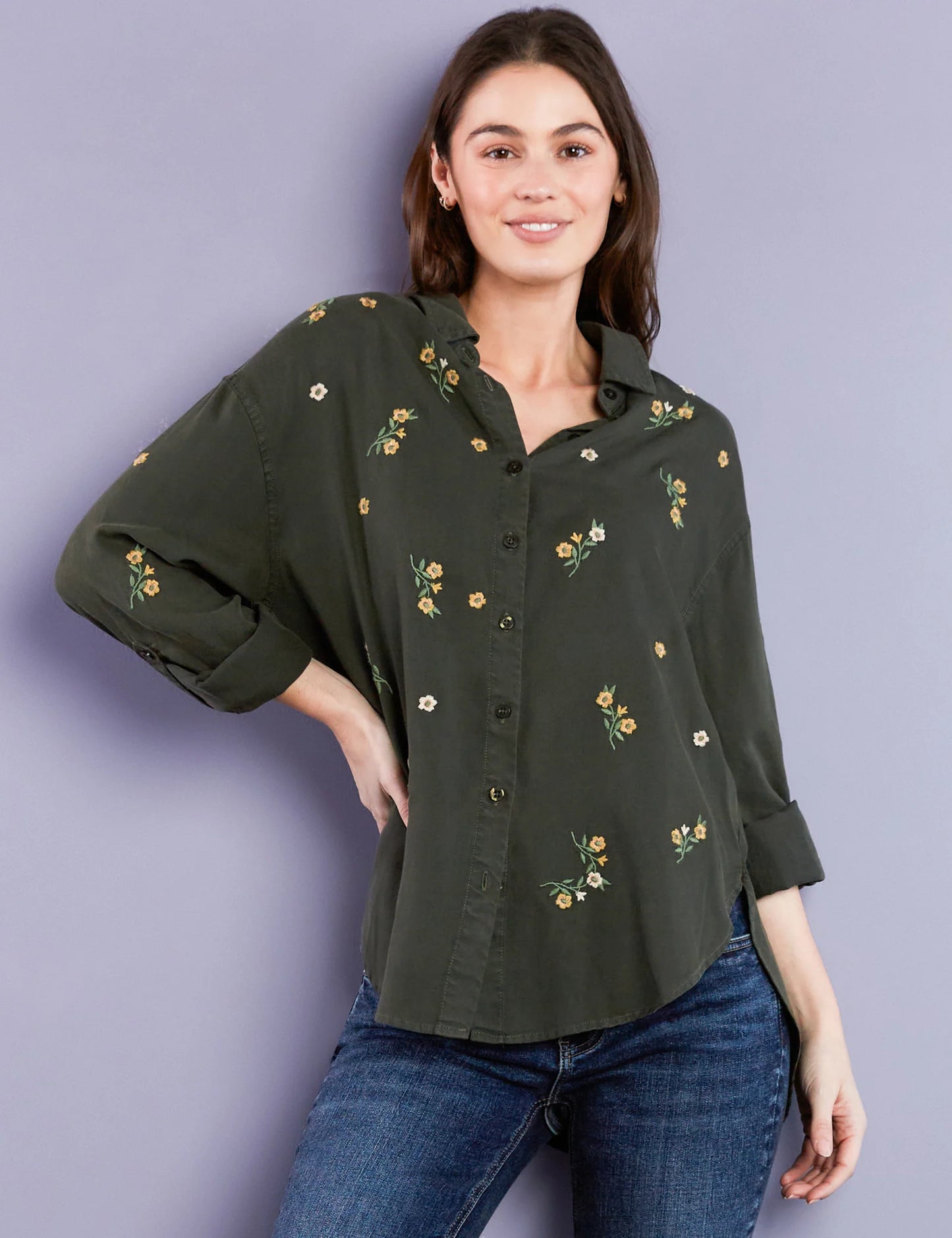 Army Floral Embroidered Shirt | Billy T