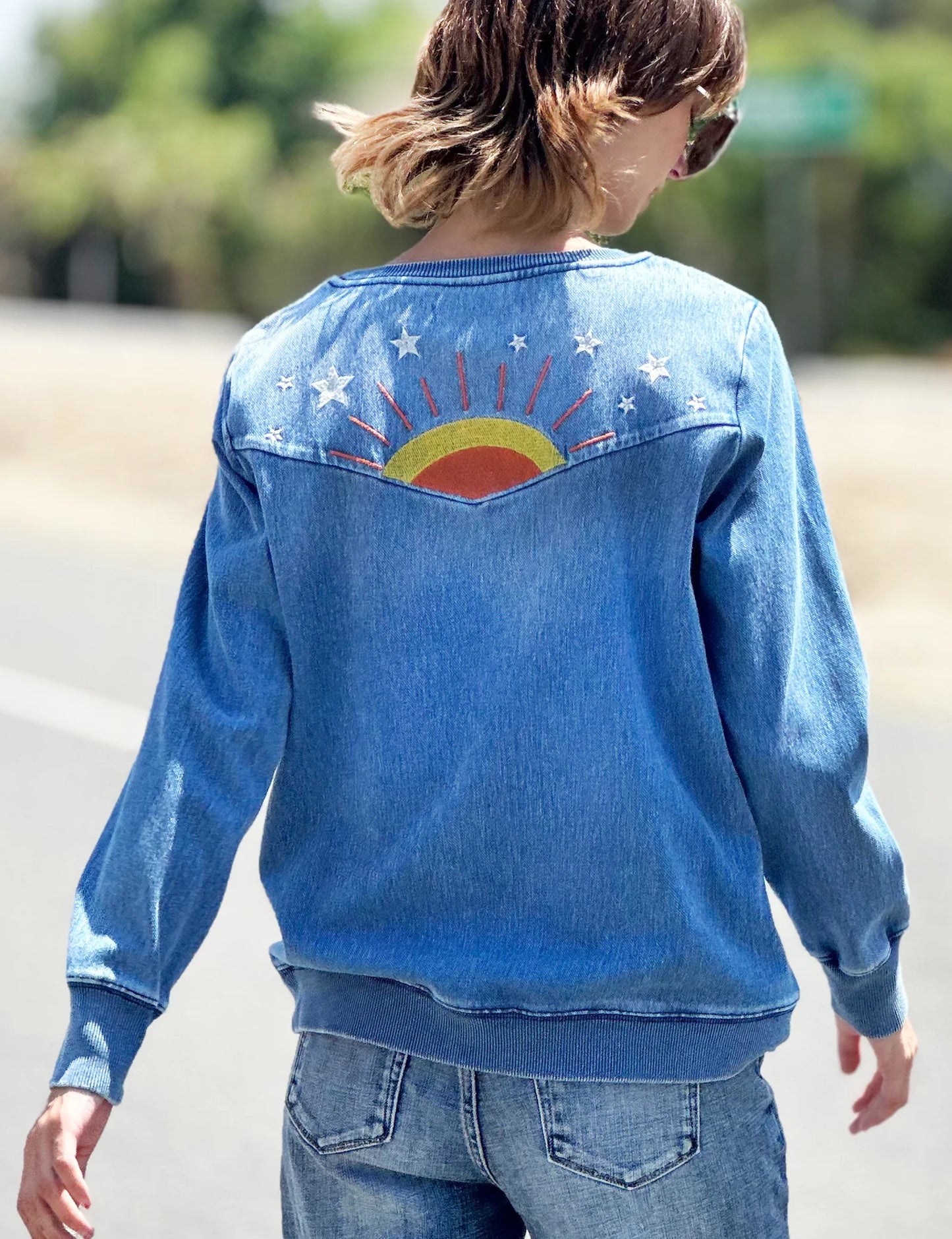 Hello Sunshine Denim Sweatshirt | Billy T