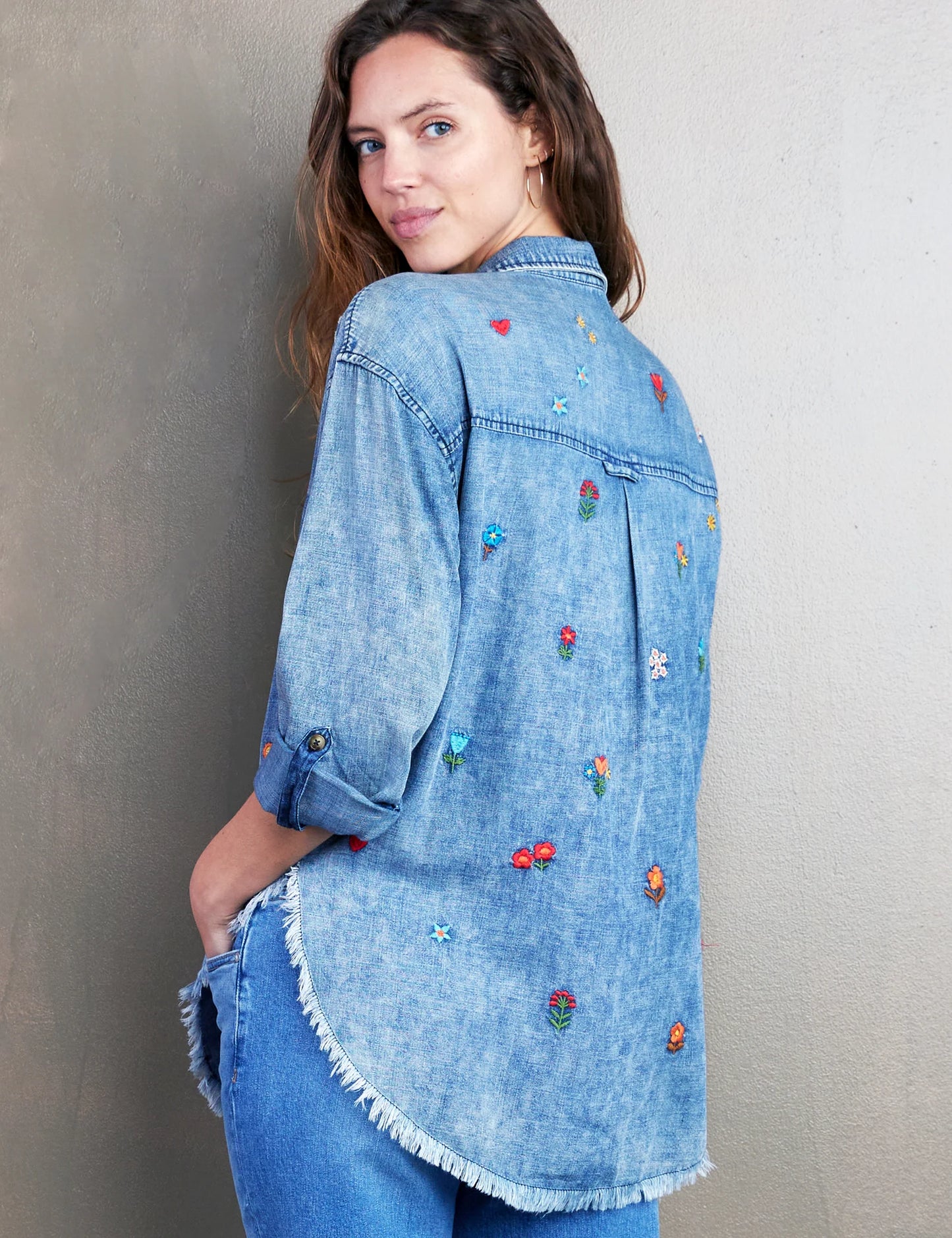 Wild Flower Denim Shirt | Billy T