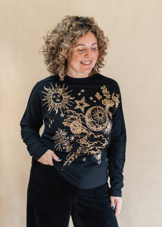 Miaora Dolman Tee in Black | Johnny Was