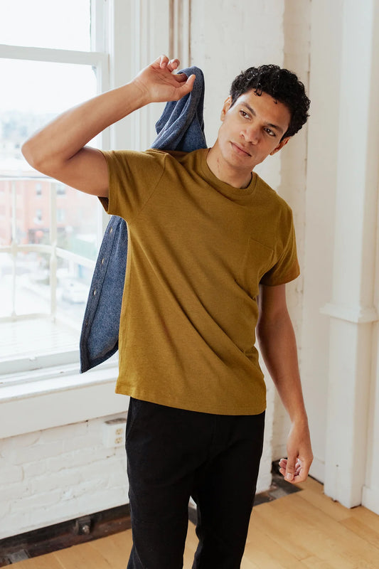 Hemp Pocket Tee in Mustard | Bridge & Burn