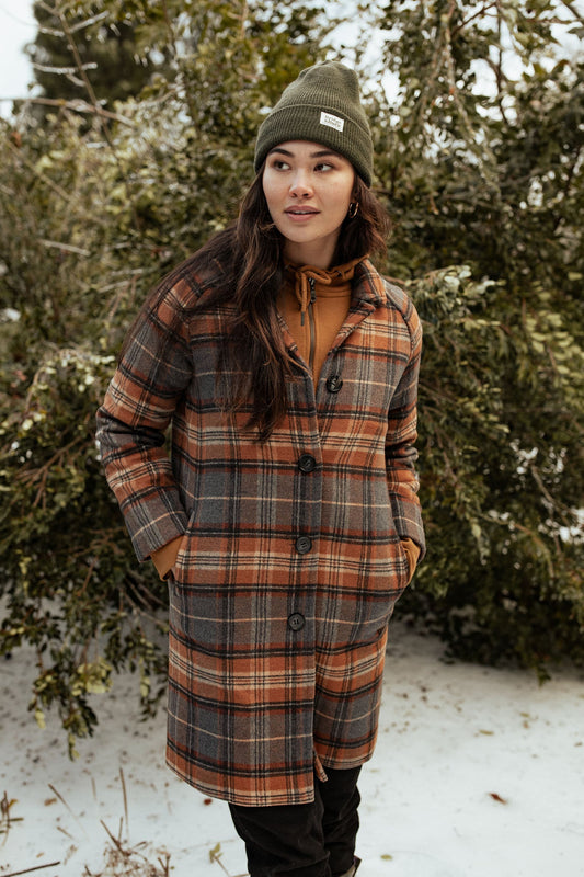 Alberta Coat in Dorset Plaid | Bridge & Burn