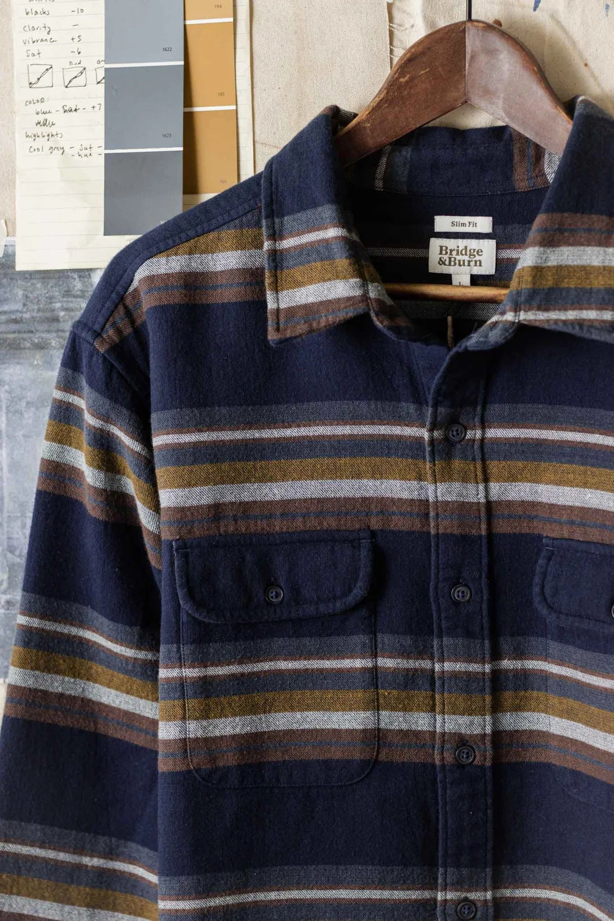 Cole Slim Shirt in Coastline Stripe | Bridge & Burn