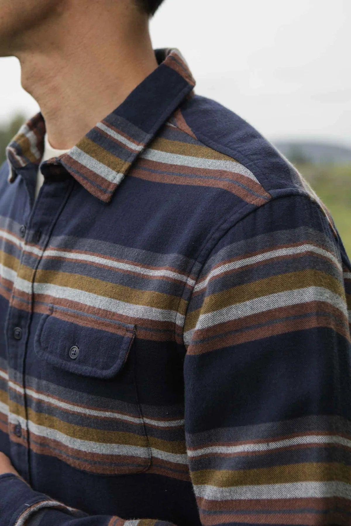 Cole Slim Shirt in Coastline Stripe | Bridge & Burn