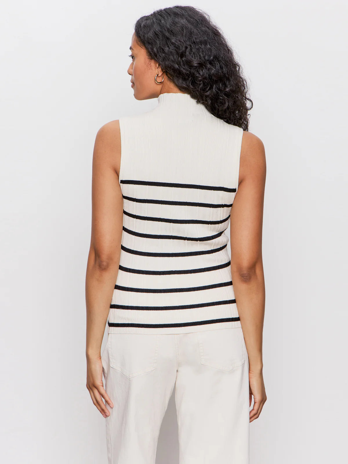 Ribbed Funnel Neck Top in Stripe | Sanctuary
