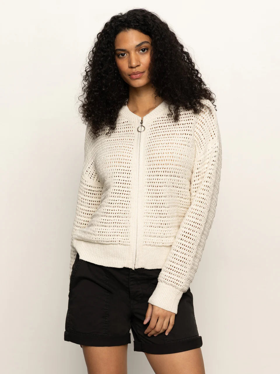 Open Knit Bomber in Chalk | Sanctuary