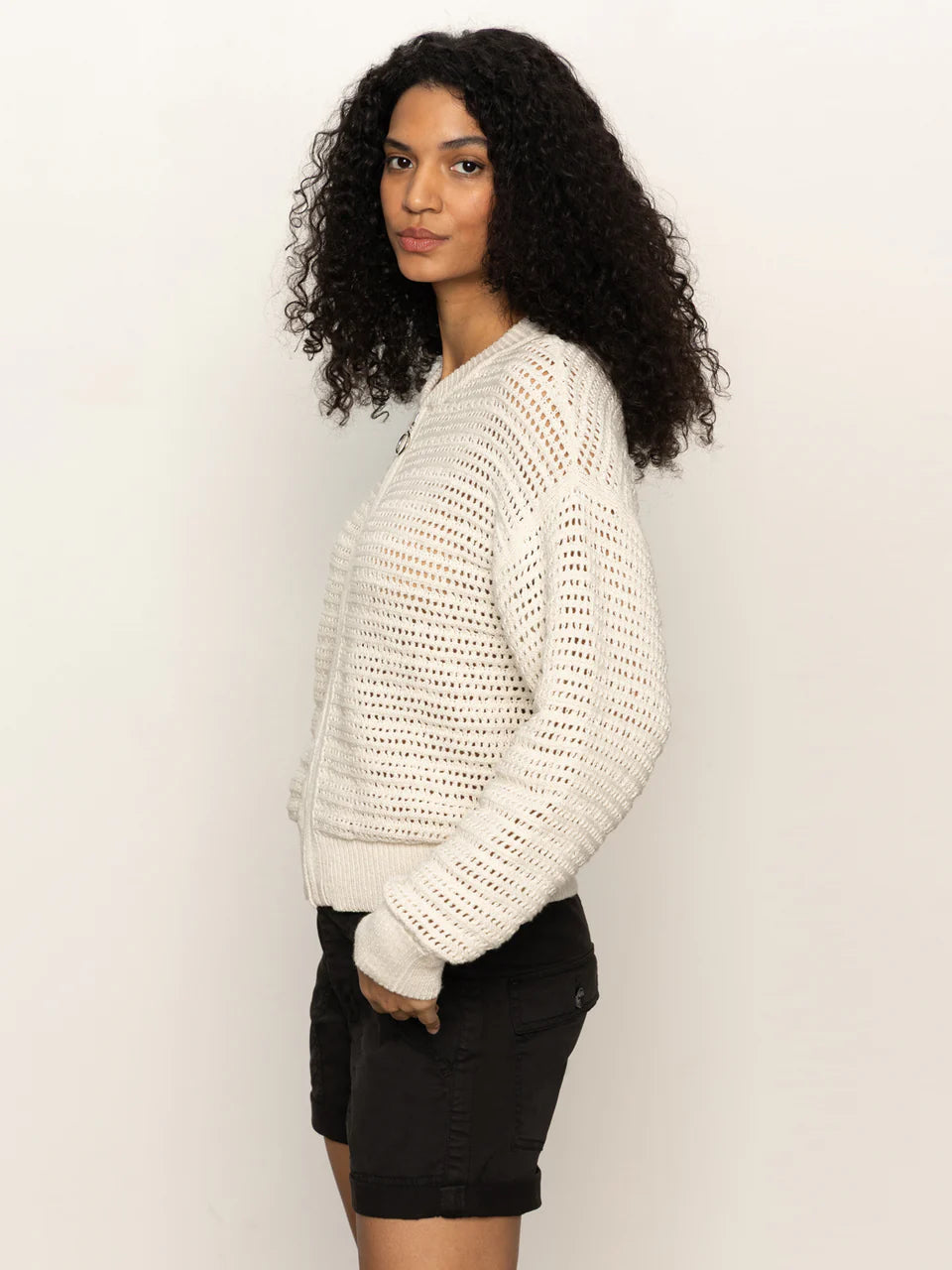 Open Knit Bomber in Chalk | Sanctuary