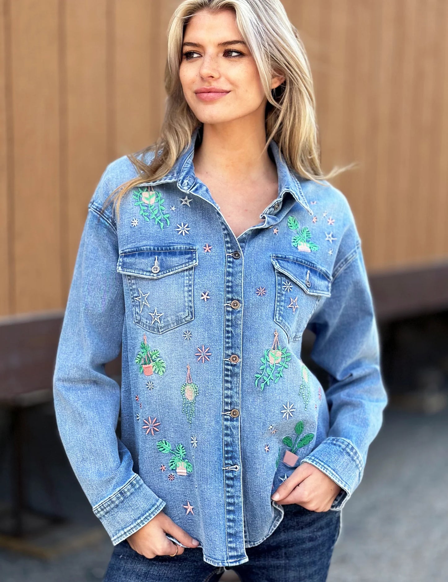 Hanging Plants Denim Shirt | Billy T