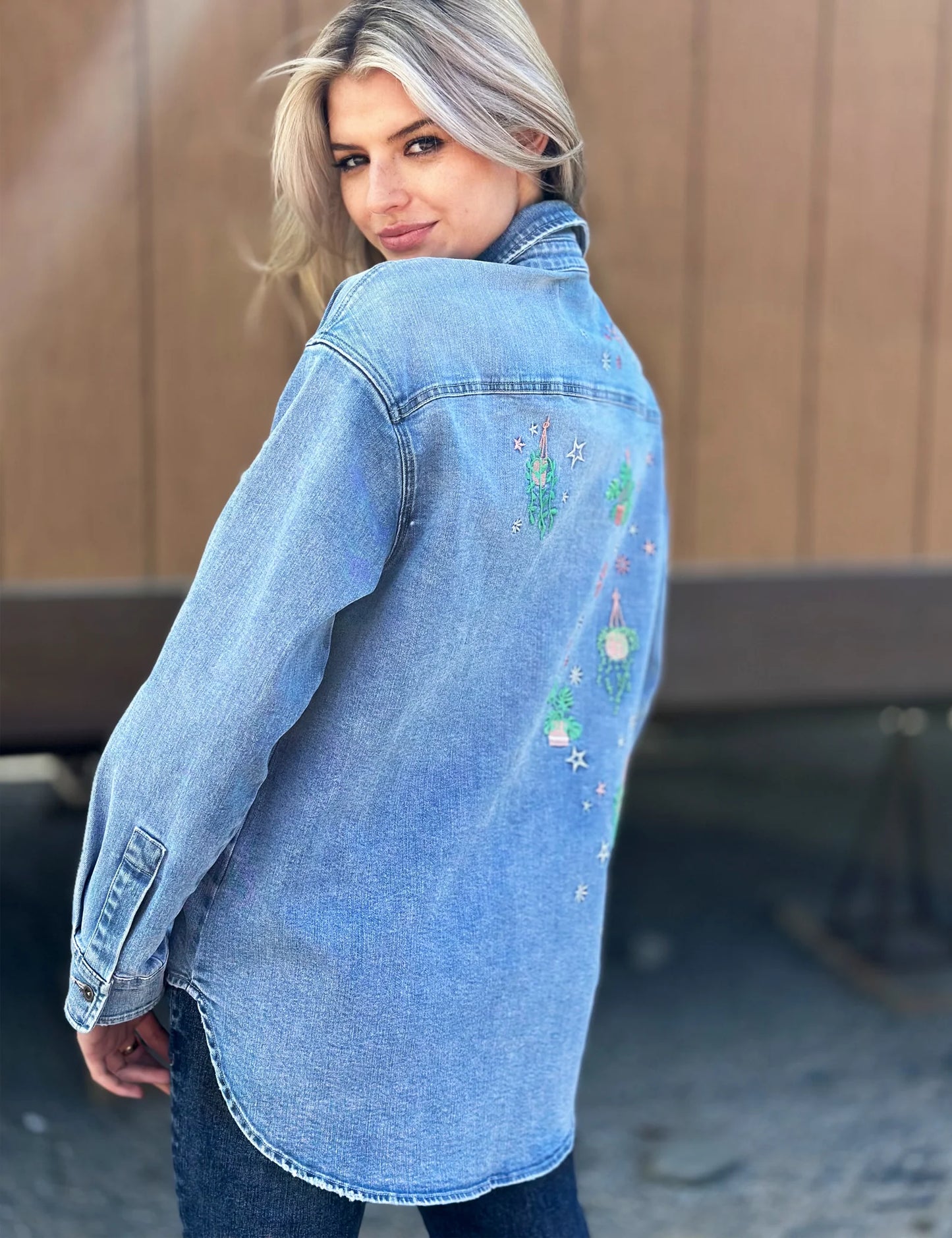 Hanging Plants Denim Shirt | Billy T