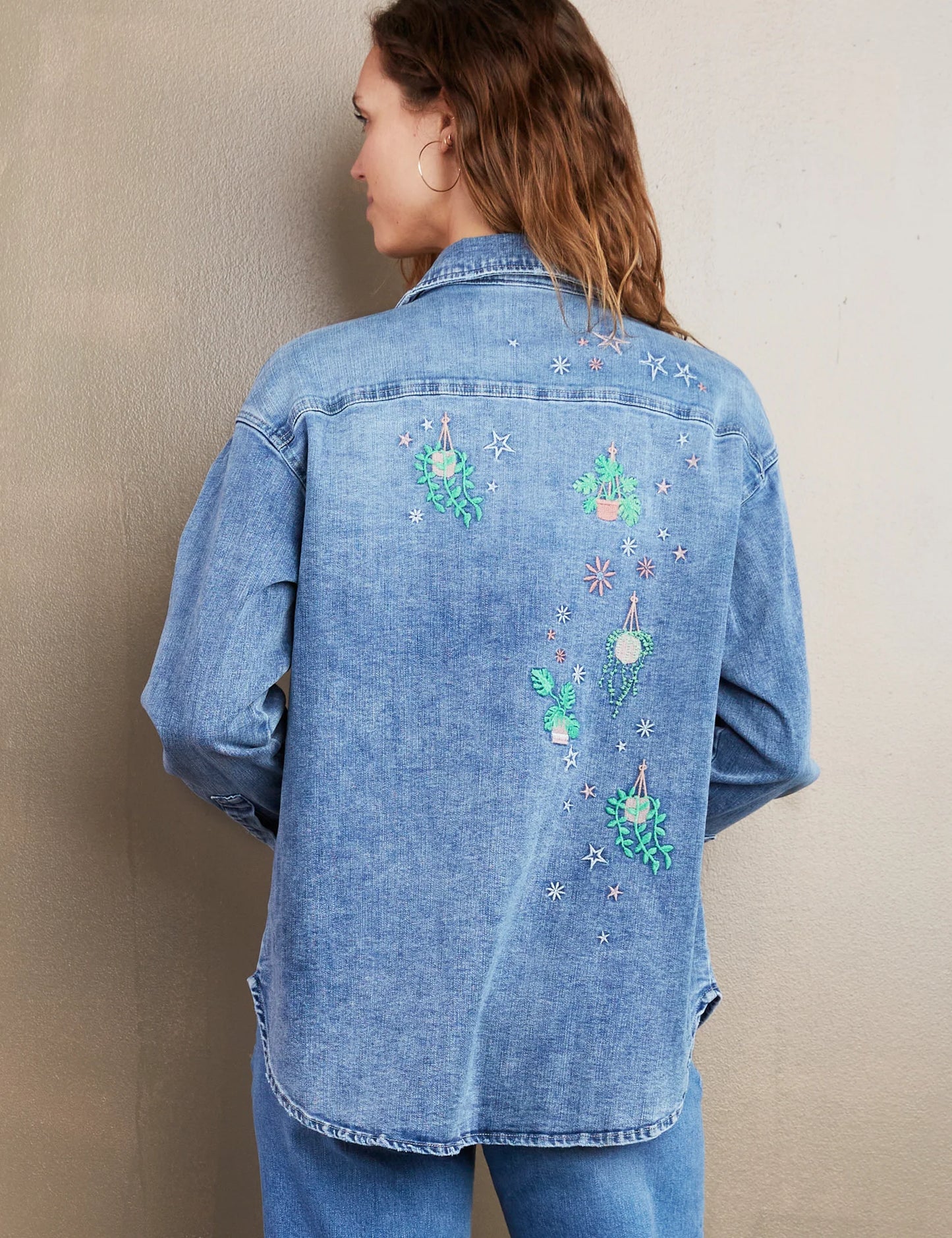 Hanging Plants Denim Shirt | Billy T