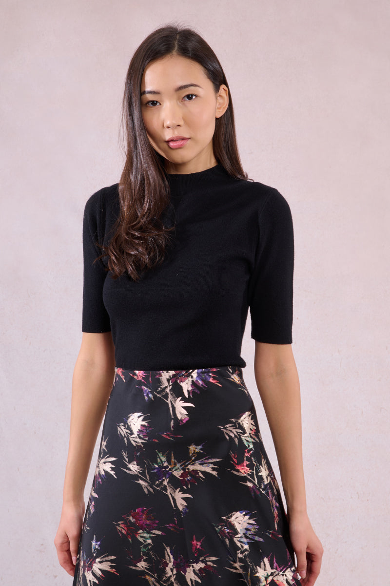 Elbow Mock Neck Top in Black