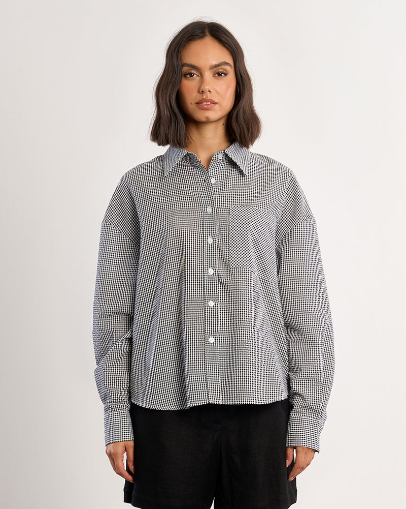 Black & White Gingham Relaxed Button Down