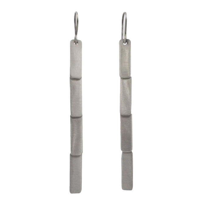 Silver Long Rectangular Cascade Earrings | Jane Diaz