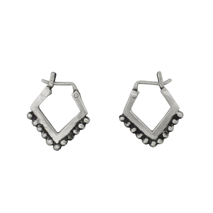 Silver Small Diamond Granulated Hoops | Jane Diaz