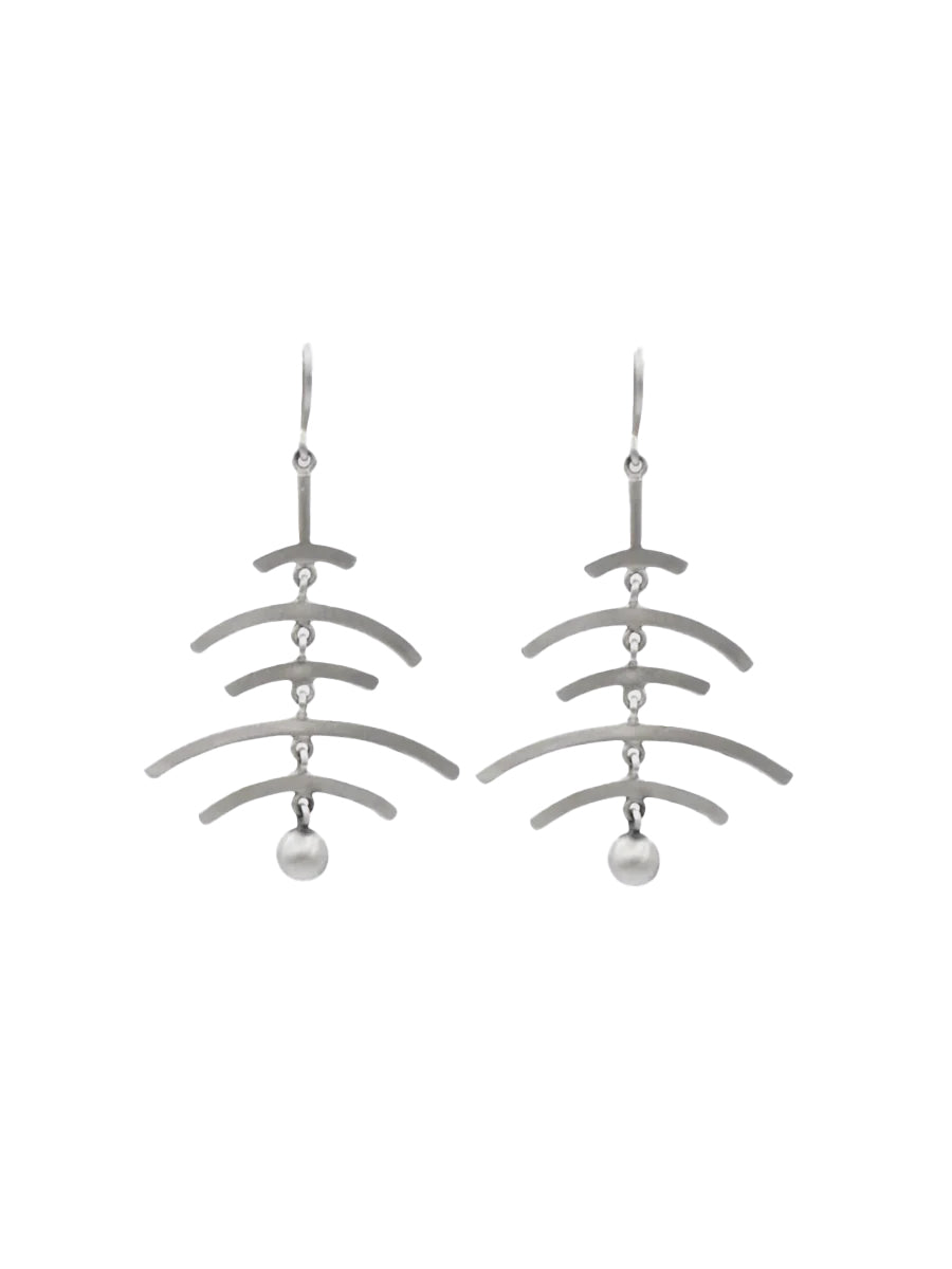 Large Arcs with Ball Dangle Earrings in Silver | Jane Diaz