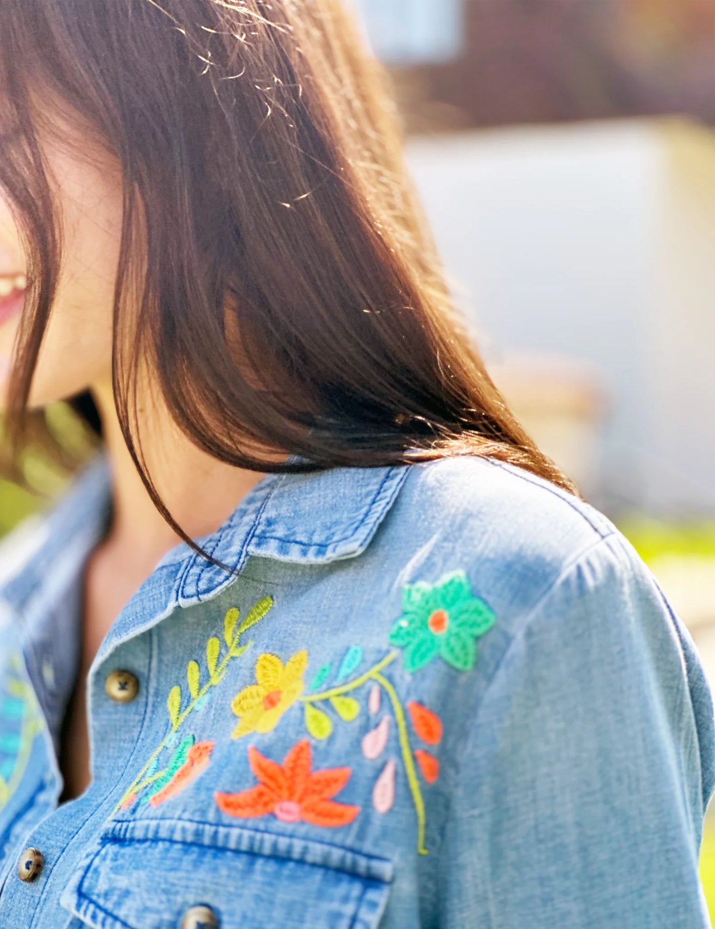 Flower Field Denim Shirt | Billy T