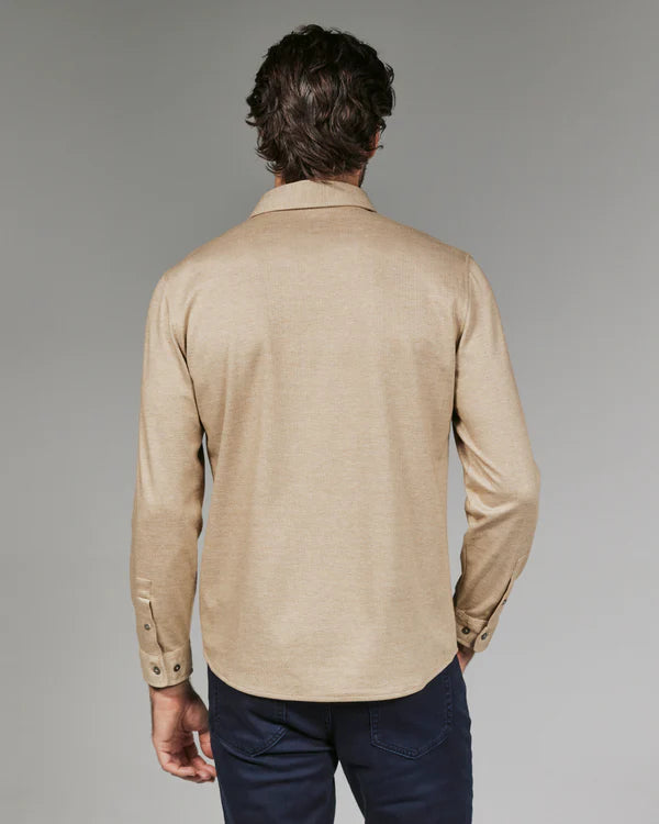 Generation Knit Shirt in Tan Herringbone | 7Diamonds