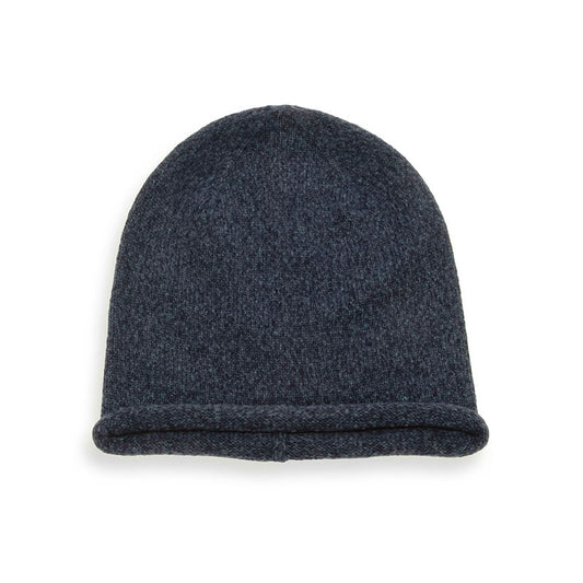 Marled Rolled Hem Beanie in Blue