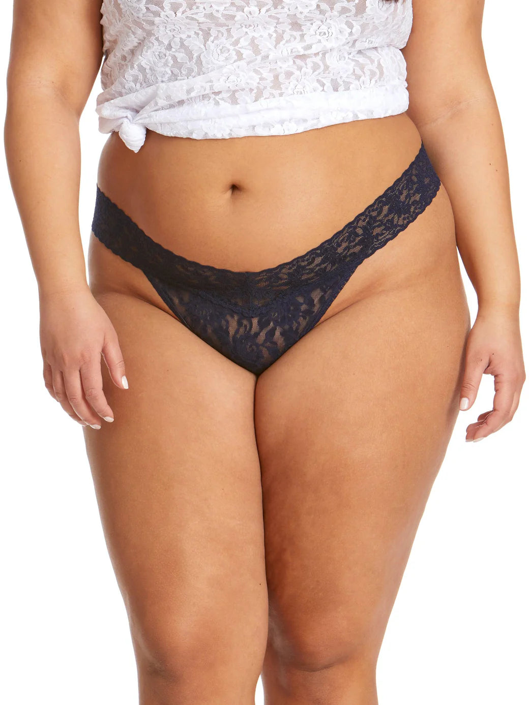 Signature Lace Thong in Navy | Hanky Panky