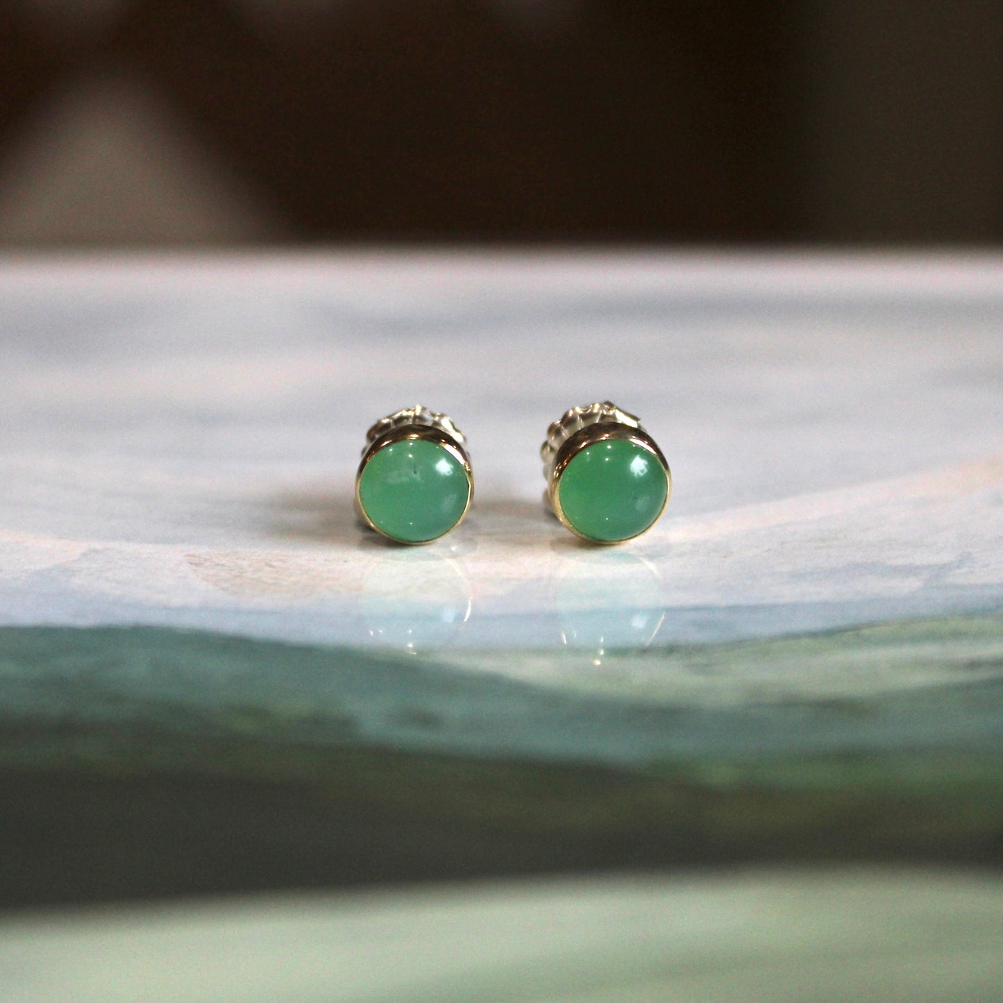 Chrysoprase Post Earrings | Linda Blumel