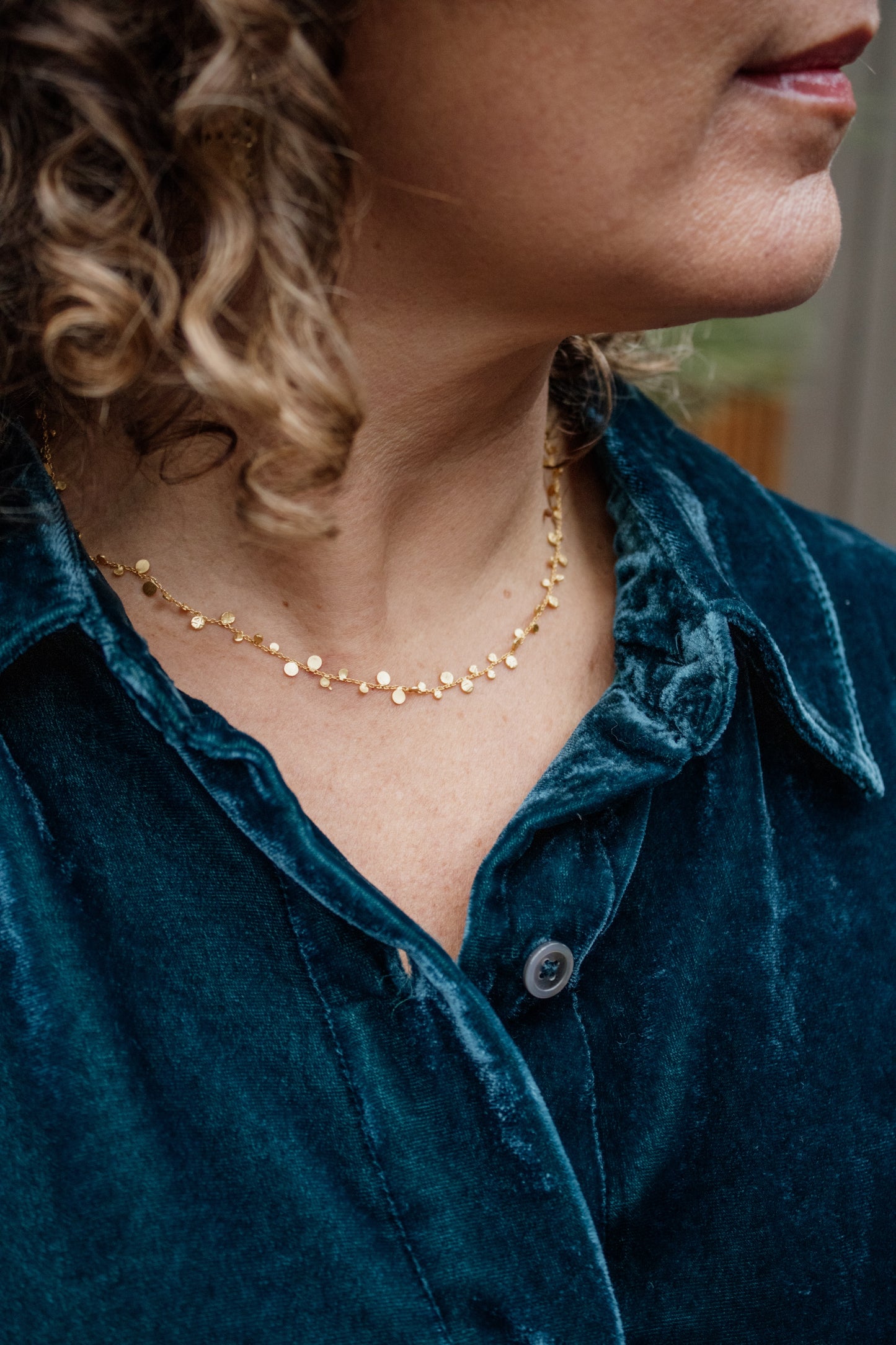 Dot Necklace on Gold Chain | Manjusha
