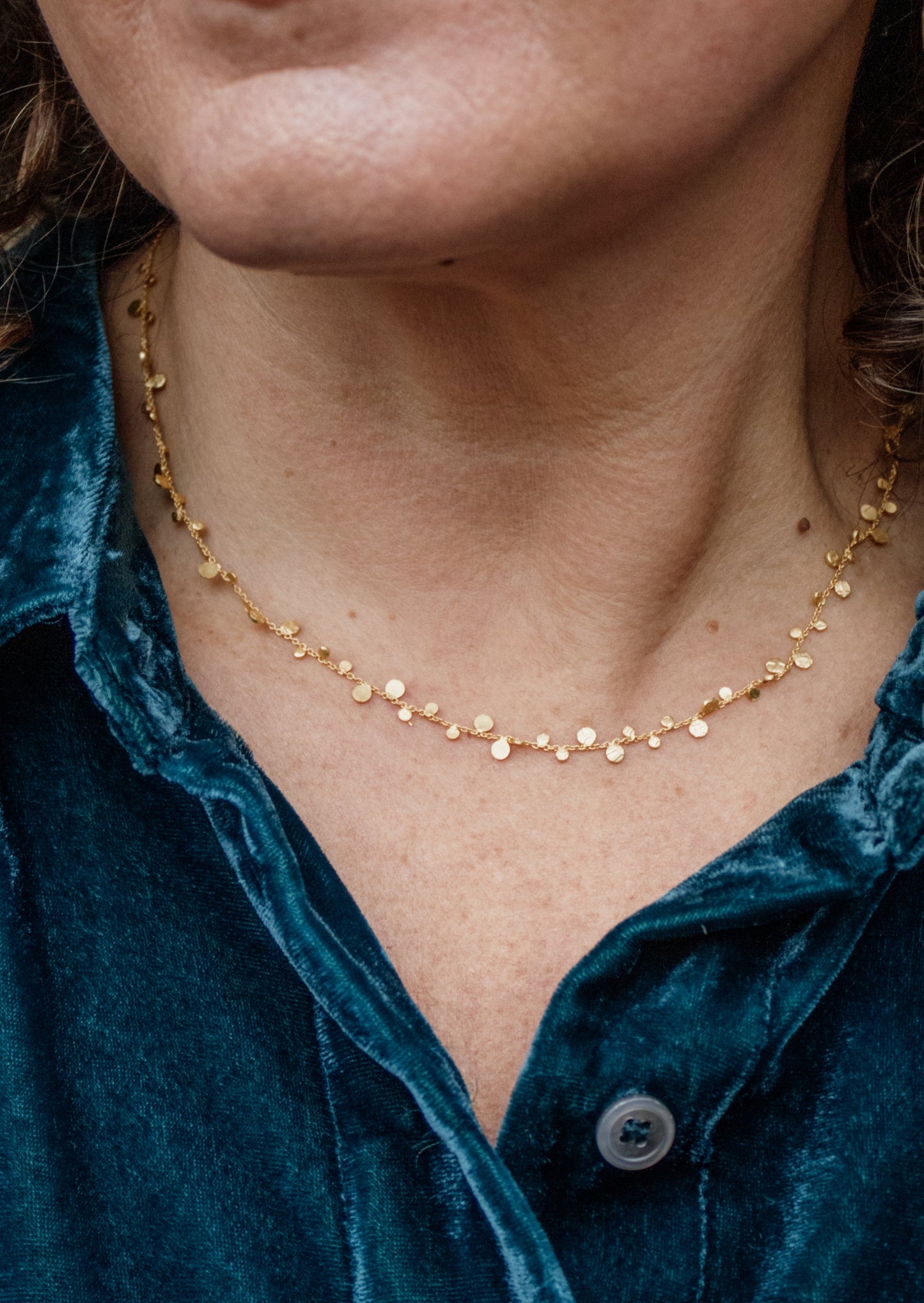 Dot Necklace on Gold Chain | Manjusha