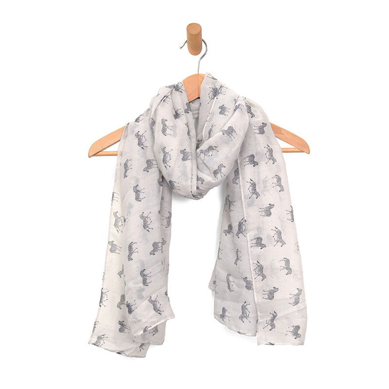 Zebra Long Scarf in White