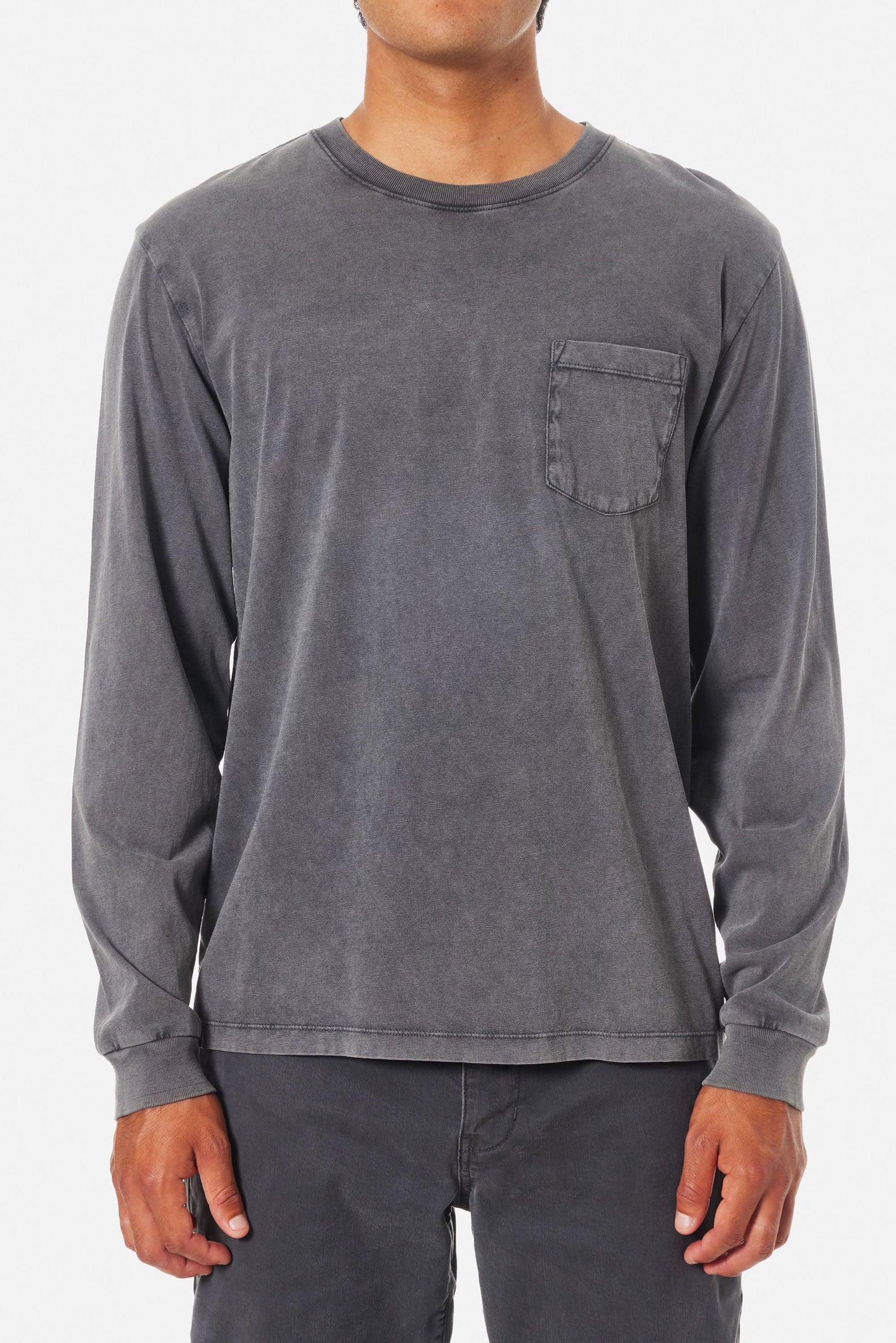 Long Sleeve Base Tee in Black Sand Wash | Katin