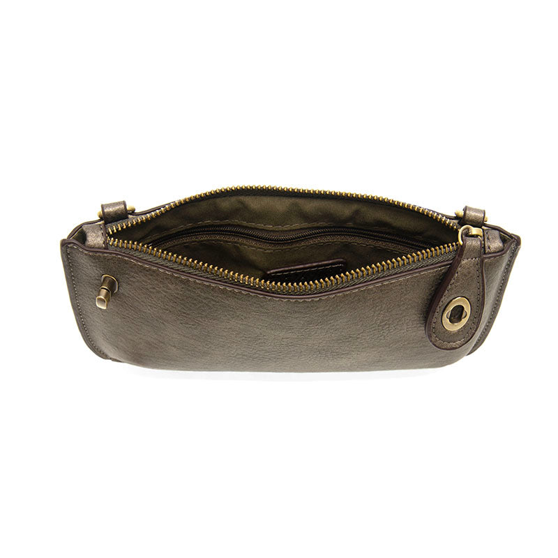 Mini Crossbody Wristlet Clutch in Metallic Dark Chrome