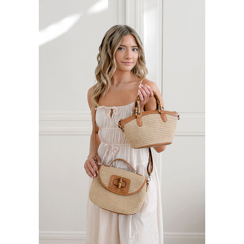 Millie Crossbody Bag in Natural Straw
