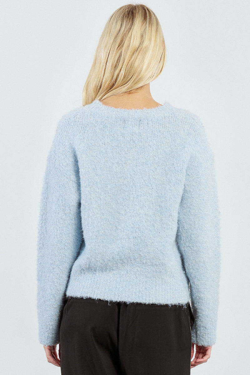 Cozy Sparkle Sweater in Light Blue