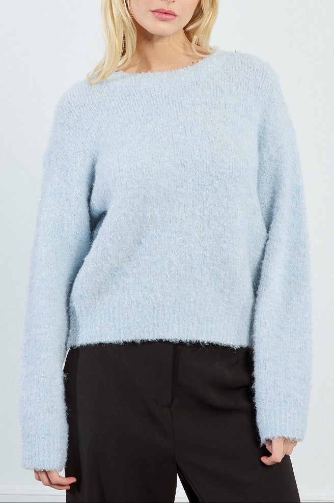Cozy Sparkle Sweater in Light Blue