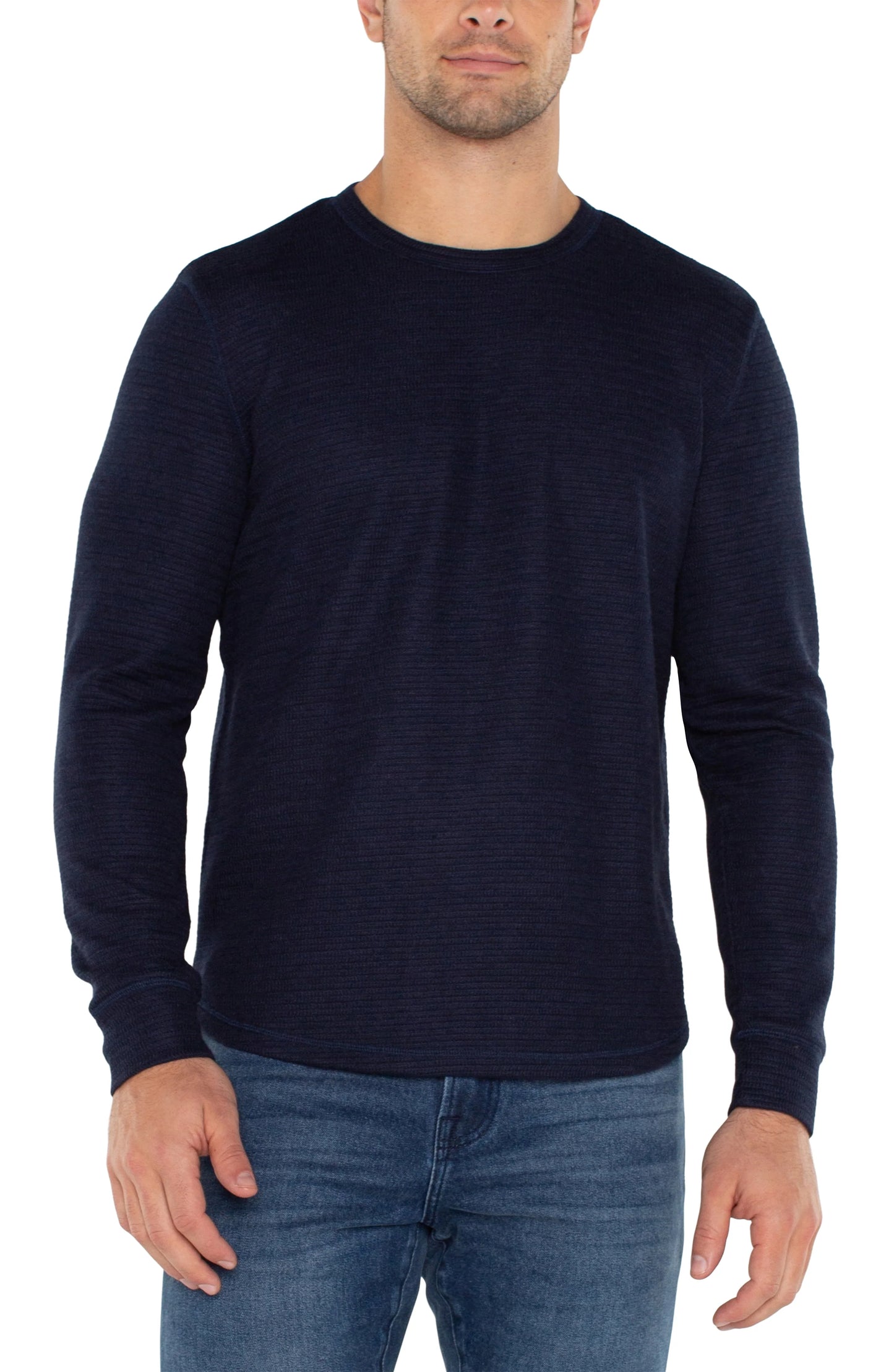 Long Sleeve Crew Neck in Navy | Liverpool