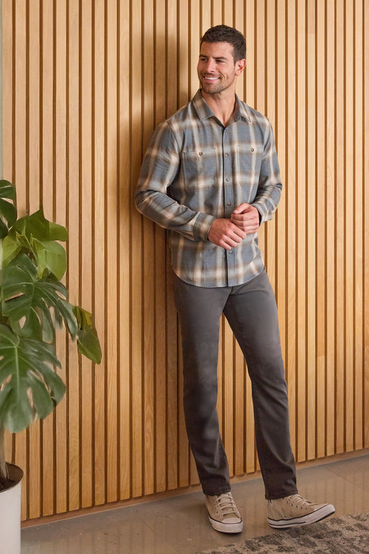 Long Sleeve Button Up Shirt in Grey Multi | Liverpool