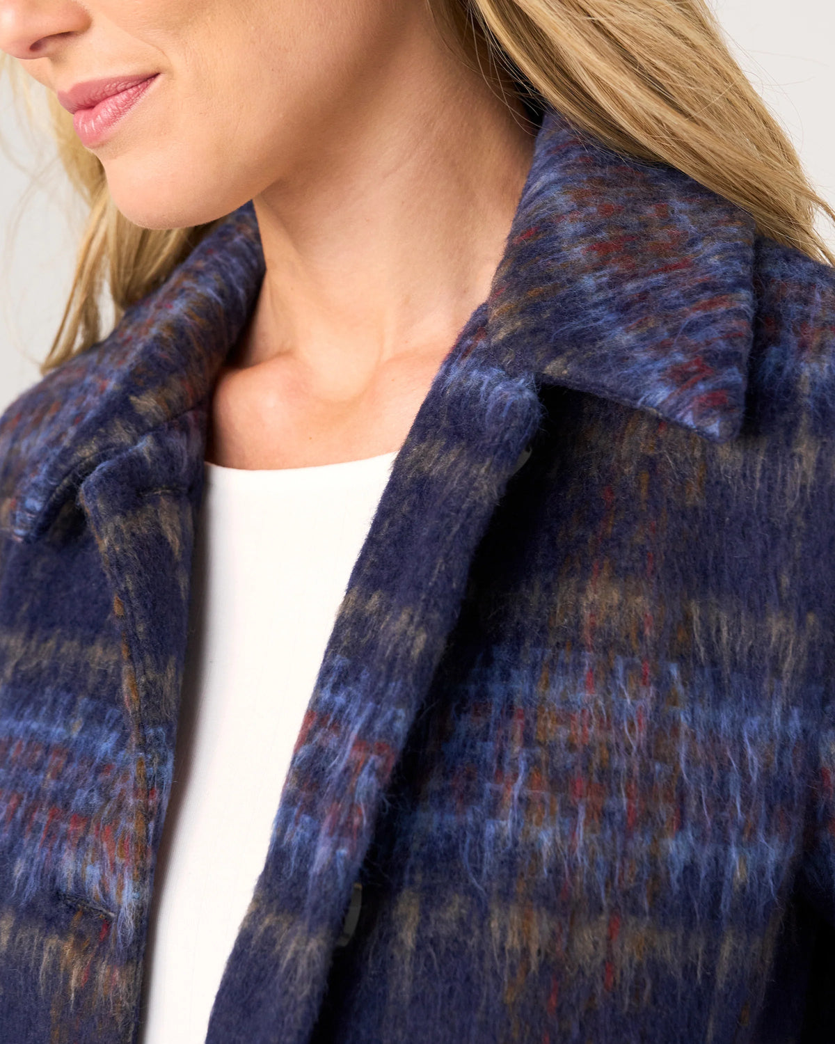 Plaid Swing Coat in Navy Multi | Liverpool