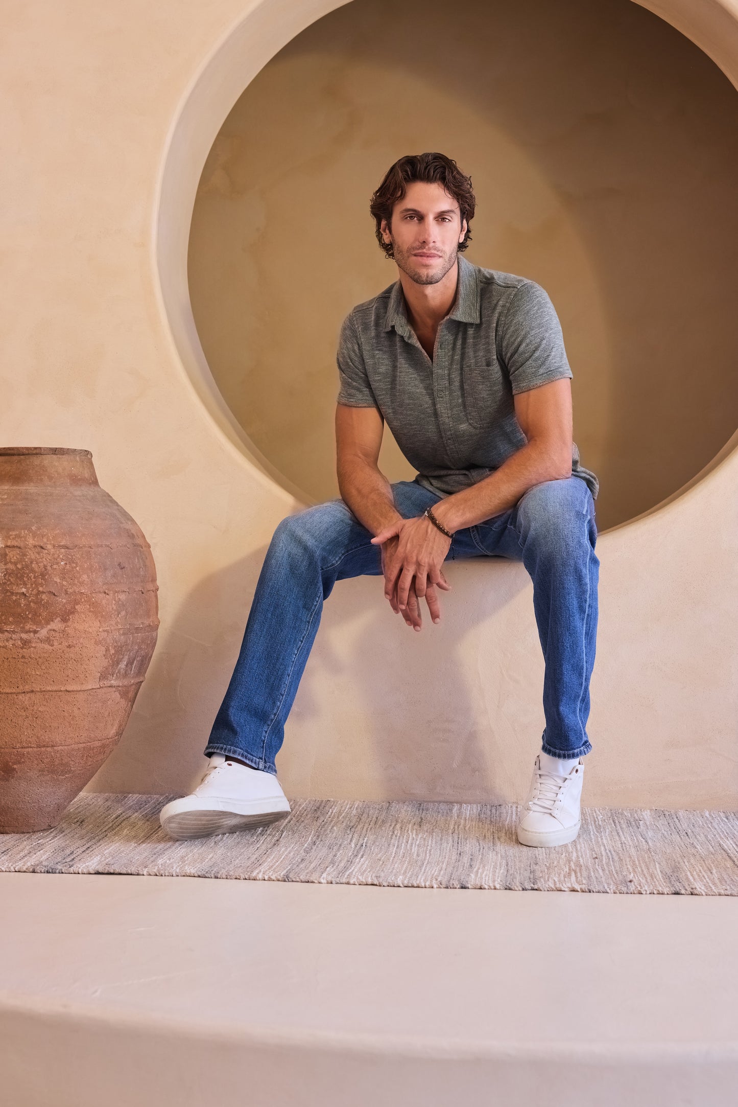 Short Sleeve Button Up - Heather Sage | Liverpool