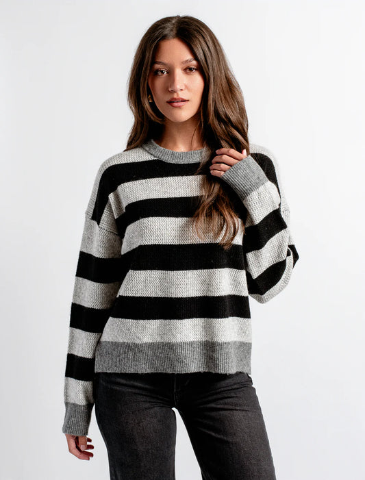London Crew Sweater in Black Stripe | Kerisma