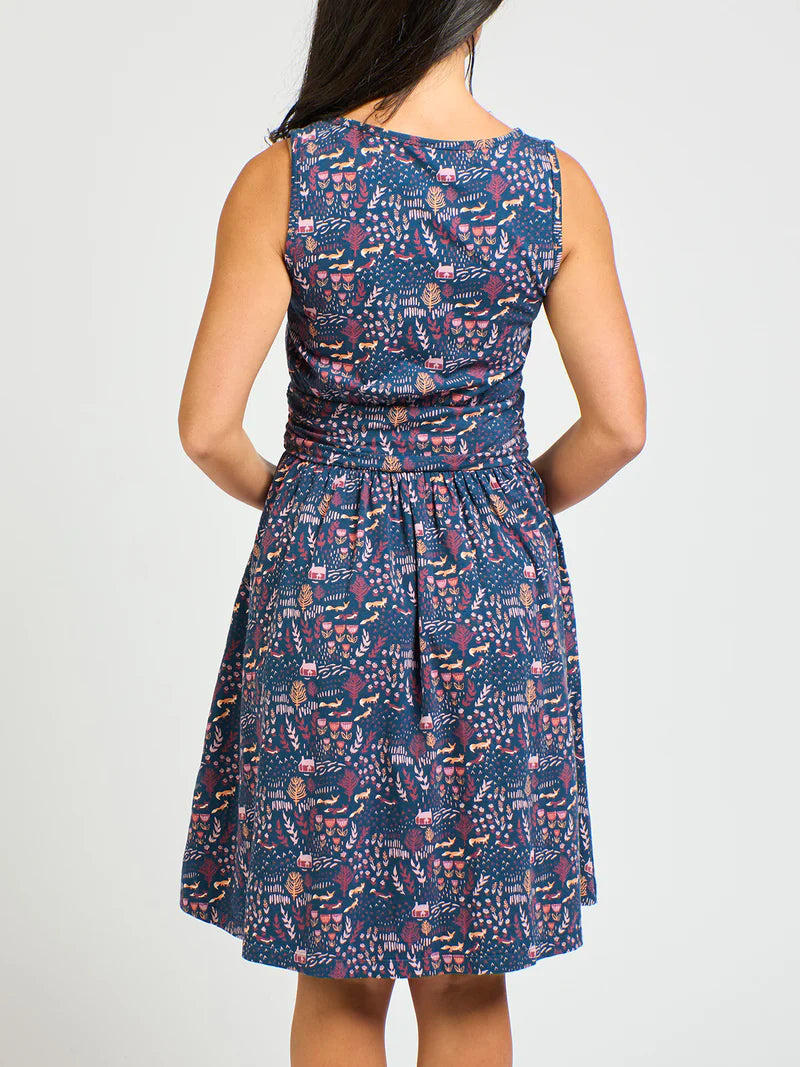 Asheville Dress in Fox Print | Mata Traders