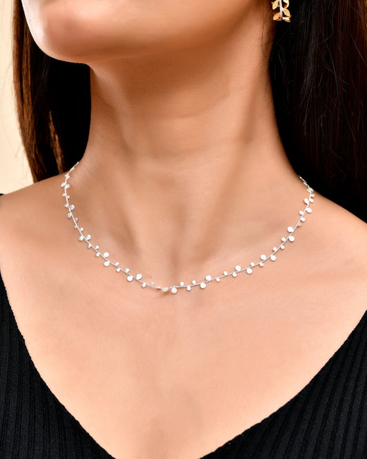 Silver Dot Necklace on Silver Chain | Manjusha