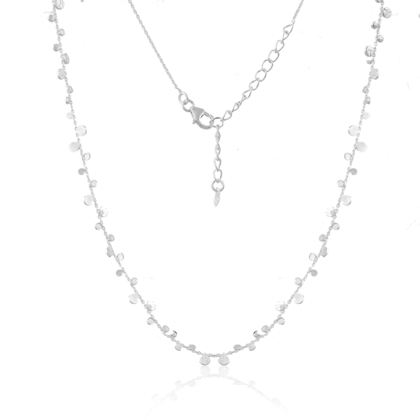 Silver Dot Necklace on Silver Chain | Manjusha